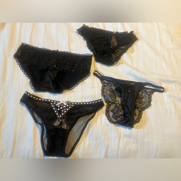 XS Bundle of Four Victoria Secret Panties -New with Tags (Black) - Picture 1 of 11